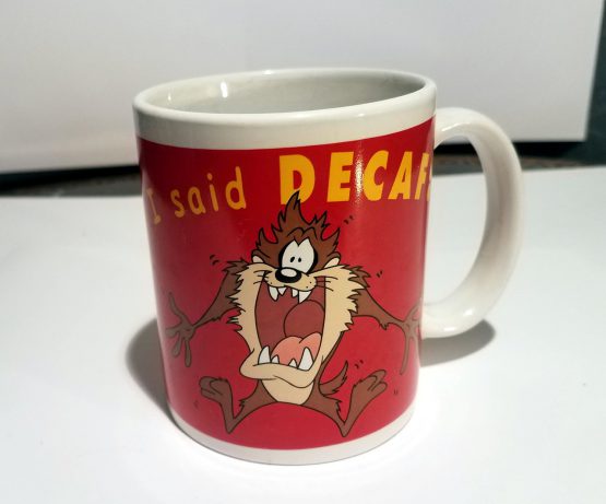 1999 Warner Bros Looney Tunes Taz Tasmanian Devil I Said Decaf Coffee Cup Mug