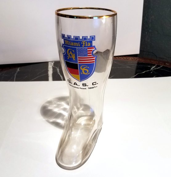 Oktoberfest 1981 Miami, Fla. G.A.S.C. Gold Rim Vintage Collectible Boot Beer Mug