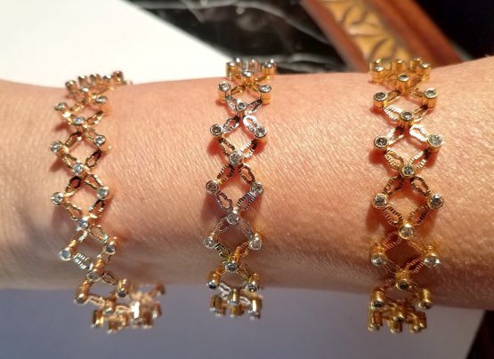 Women Puzzle Ring To Bracelet Transform 2 Tone Gold Silver Crystals Adjustable
