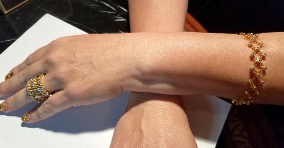 Unique Lady Ring 2 Bracelet Transform Rose Gold Color Crystals Adjustable Size