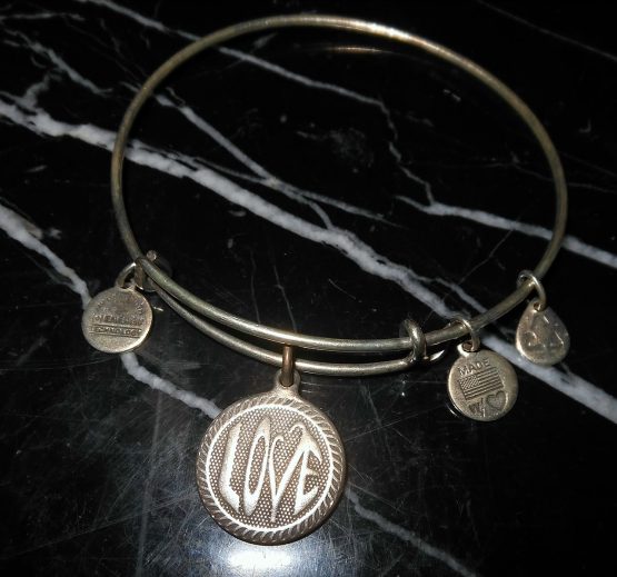 Alex and Ani Love Charm Rafaelian Silver Bangle Bracelet Rare