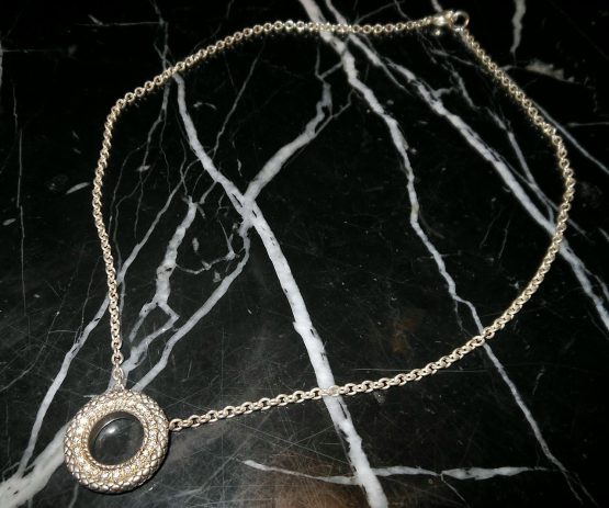 Andrea Candela 18k Gold & Silver Halo Design Circle Cable Necklace