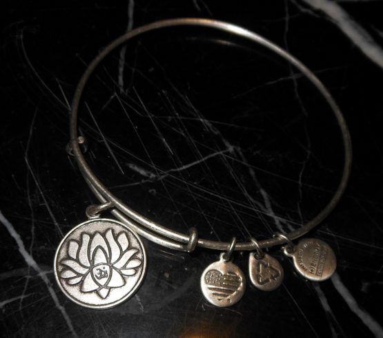 Alex And Ani Lotus Yoga Charm Rafaelian Silver Bracelet Bangle