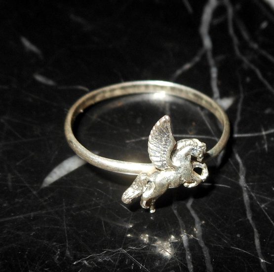 Pegasus Winged Horse Greek Mythology Fantasy Sterling Silver Women Ring Size 4.5