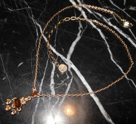 Vintage Givenchy Signed Necklace Crystals Amber Gold Tone Statement Piece 18"