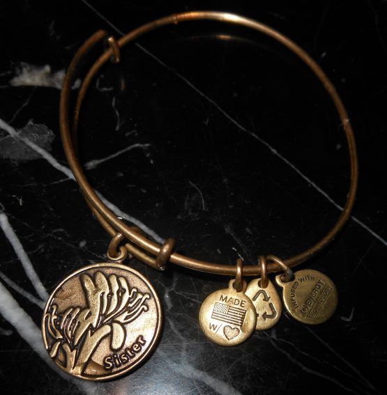 Alex And Ani Sister Family Charm Russian Gold Bangle Bracelet