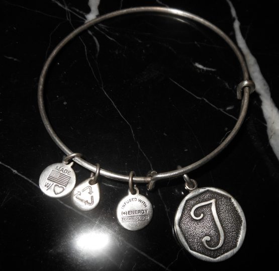 Alex And Ani Letter Initial J Charm Rafaelian Silver Bangle Bracelet