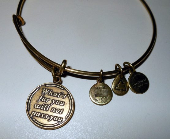 Alex And Ani Whats for You Will Not Pass You Charm Gold Russian Bangle Bracelet