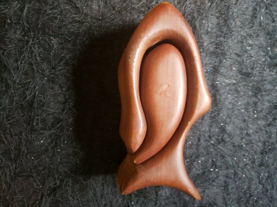 Vintage Native Redwood Hand Crafted Stash Box Jewelry Fish Trinket Puzzle Box