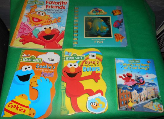 123 Sesame Street Lot of 5 Children Stories Book Vintage Colors Food Activities