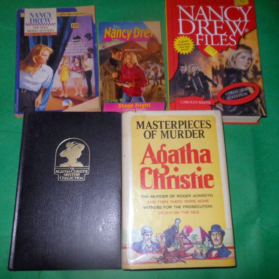 Lot 5 Books Vintage Mystery Crime Nancy Drew File Agatha Christie Collection