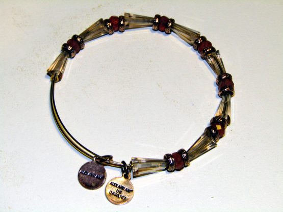 Alex & Ani Bracelet Copper Beads Crystals White Red Gold Color