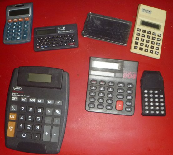 Lot of 6 Mix and Match Calculators Large Small Solar Battery Operated Working