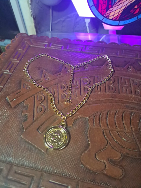 Chanel Coin Necklace Gold Chain Linked With CC Charm